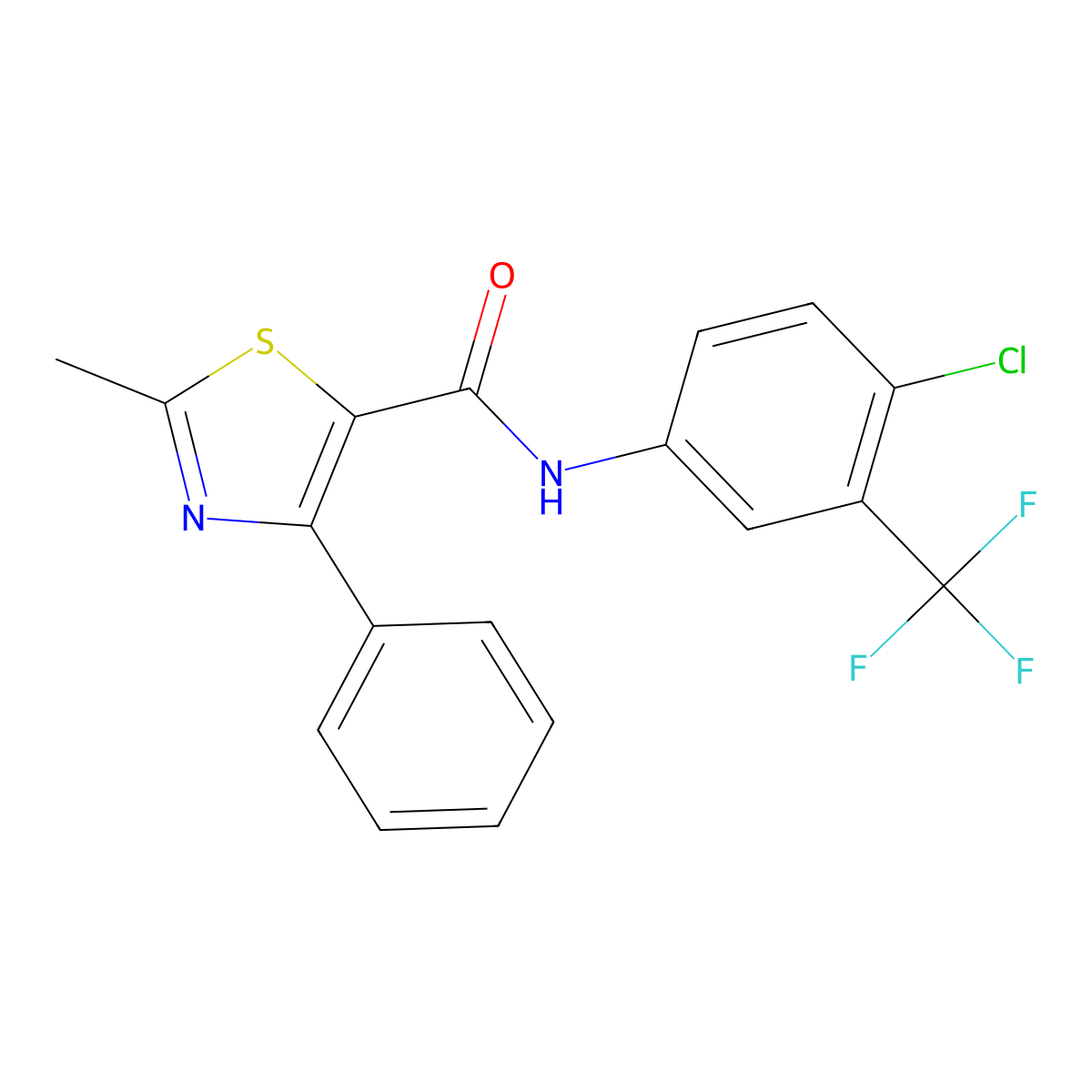 N-[4-chloro-3-(trifluoromethyl)phenyl]-2-methyl-4-phenyl-1,3-thiazole-5-carboxamide molecular structure, CAS 315682-93-0
