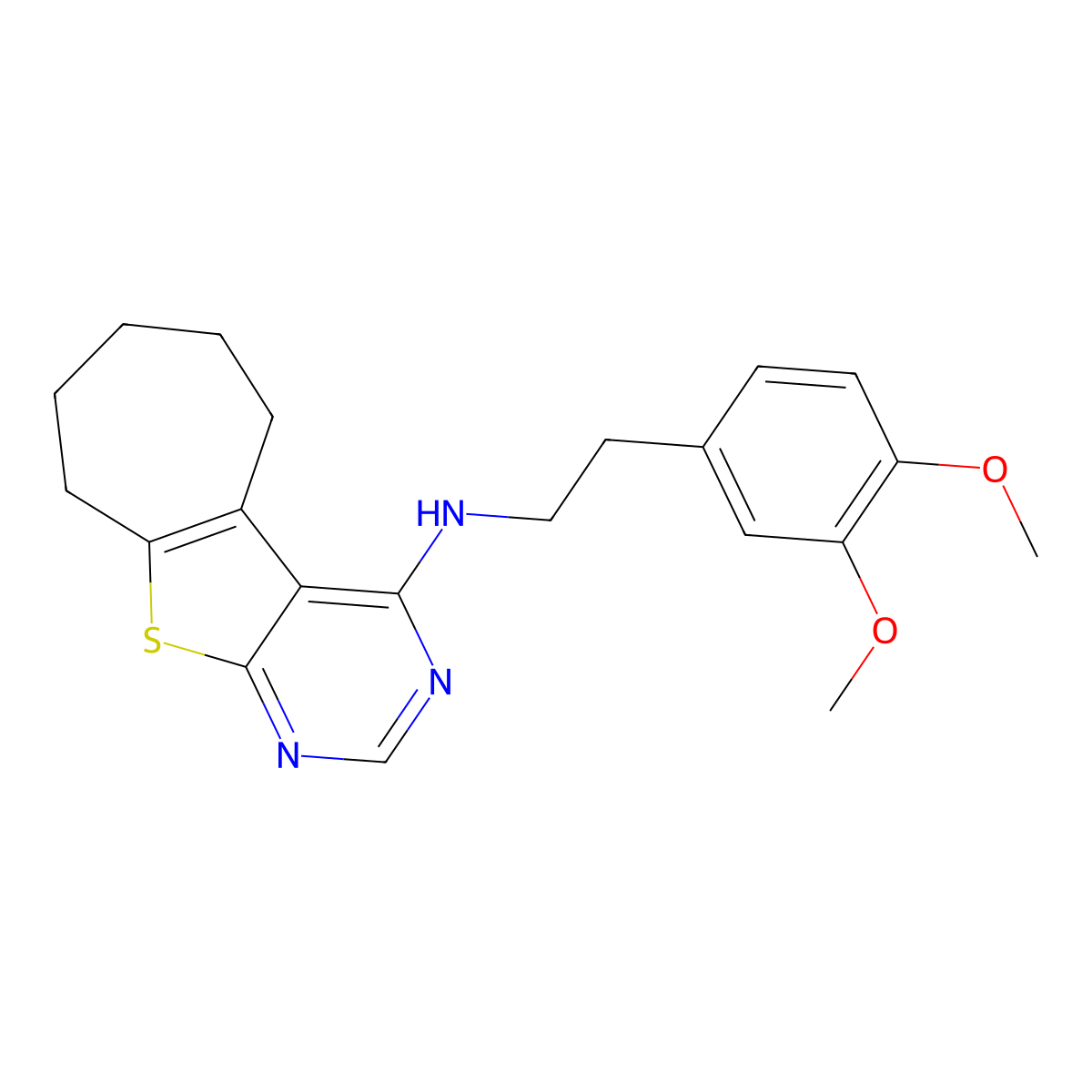 N-[2-(3,4-dimethoxyphenyl)ethyl]-N-(6,7,8,9-tetrahydro-5H-cyclohepta[4,5]thieno[2,3-d]pyrimidin-4-yl)amine molecular structure, CAS 315683-36-4