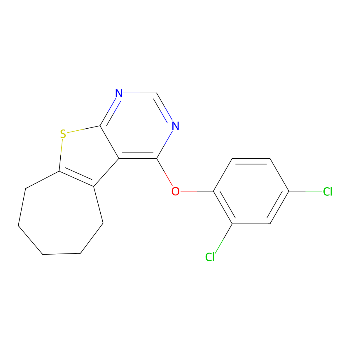 3-(2,4-Dichlorophenoxy)-8-thia-4,6-diazatricyclo[7.5.0.0^{2,7}]tetradeca-1(9),2,4,6-tetraene molecular structure, CAS 315683-43-3