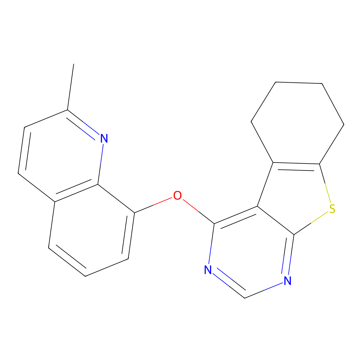 4-(2-Methylquinolin-8-yl)oxy-5,6,7,8-tetrahydro-[1]benzothiolo[2,3-d]pyrimidine molecular structure, CAS 315683-52-4