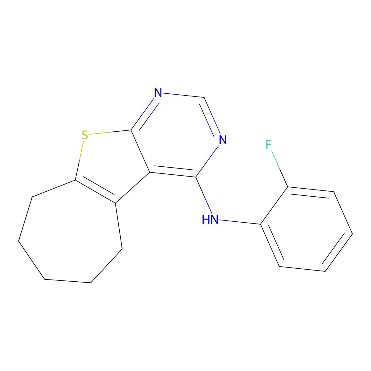 N-(2-fluorophenyl)-8-thia-4,6-diazatricyclo[7.5.0.0,2,7]tetradeca-1(9),2,4,6-tetraen-3-amine molecular structure, CAS 315683-74-0