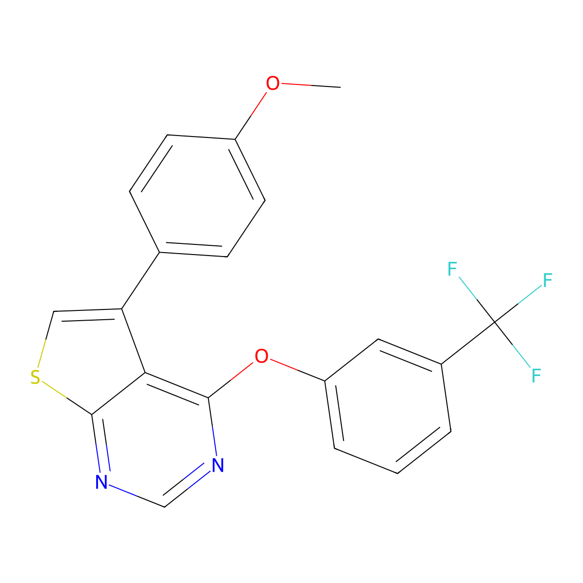5-(4-Methoxyphenyl)-4-[3-(trifluoromethyl)phenoxy]thieno[2,3-d]pyrimidine molecular structure, CAS 315683-75-1