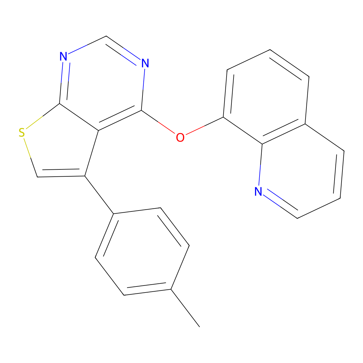 4-(Quinolin-8-yloxy)-5-(p-tolyl)thieno[2,3-d]pyrimidine molecular structure, CAS 315683-77-3