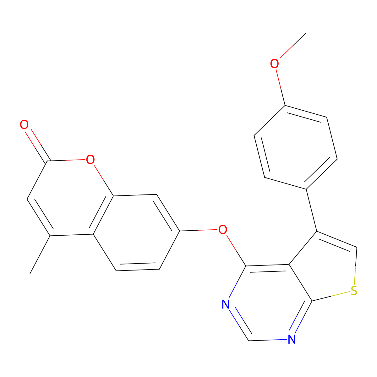7-[5-(4-Methoxyphenyl)thieno[2,3-d]pyrimidin-4-yl]oxy-4-methylchromen-2-one molecular structure, CAS 315683-79-5