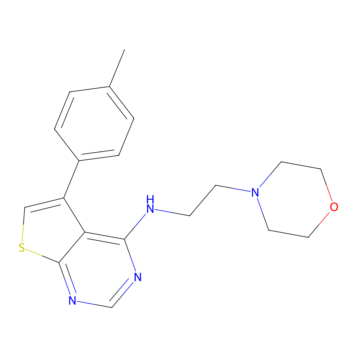 (2-Morpholin-4-yl-ethyl)-(5-p-tolyl-thieno[2,3-d]pyrimidin-4-yl)-amine molecular structure, CAS 315683-83-1