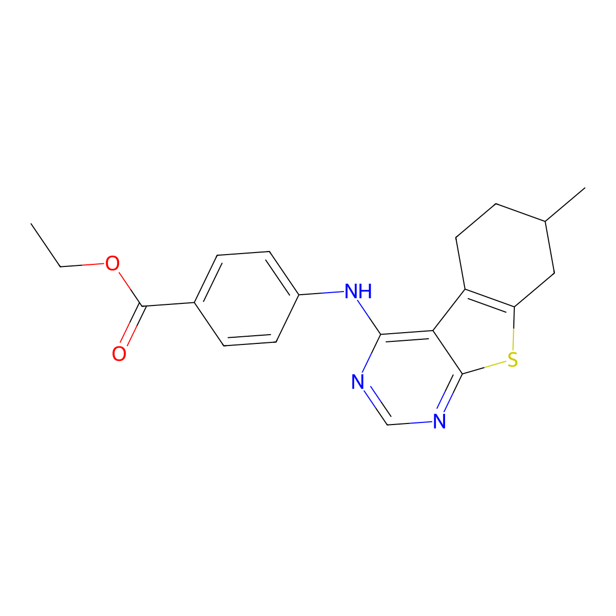 Ethyl 4-[(7-methyl-5,6,7,8-tetrahydro[1]benzothieno[2,3-d]pyrimidin-4-yl)amino]benzoate molecular structure, CAS 315684-02-7