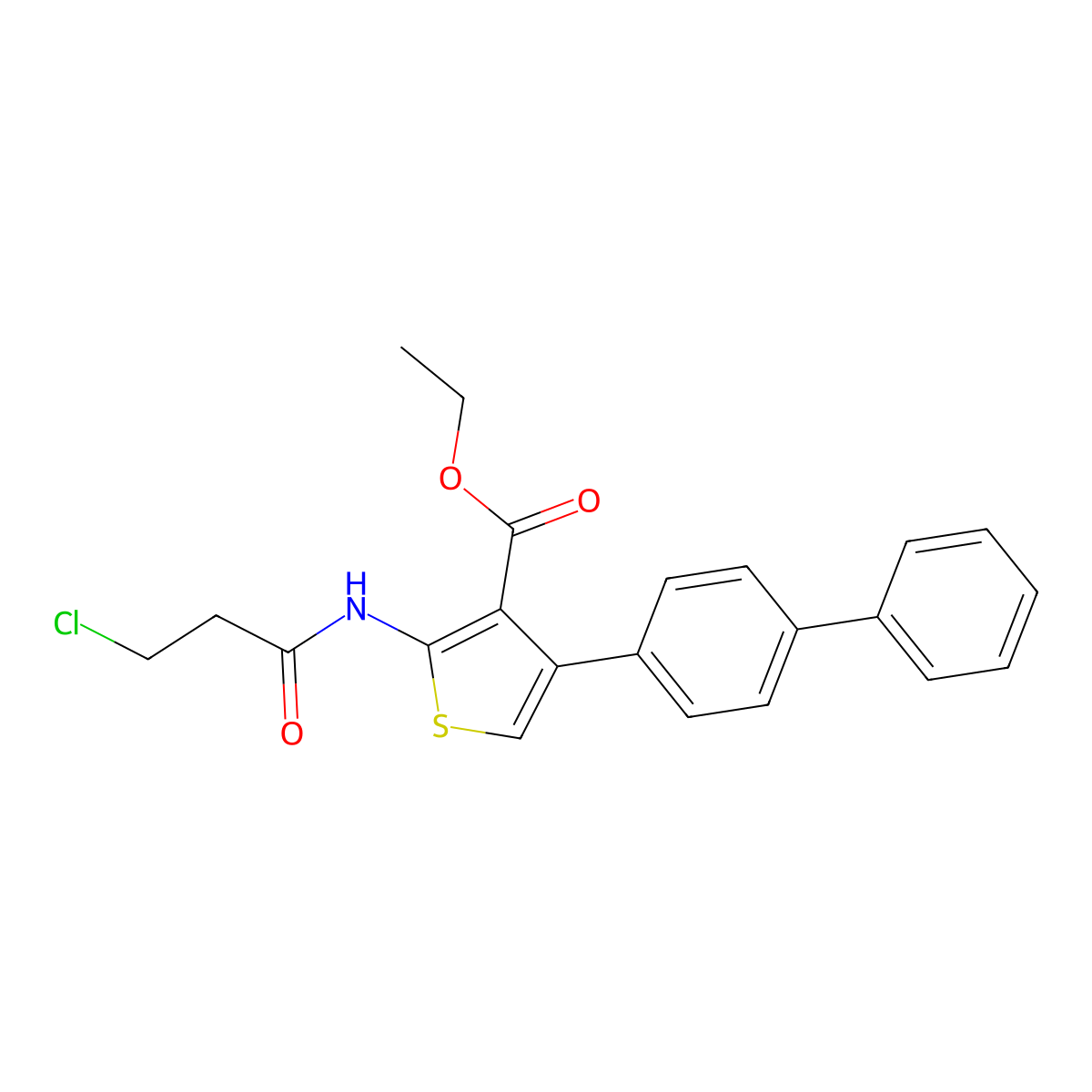 Ethyl 4-([1,1'-biphenyl]-4-yl)-2-(3-chloropropanamido)thiophene-3-carboxylate molecular structure, CAS 315684-10-7