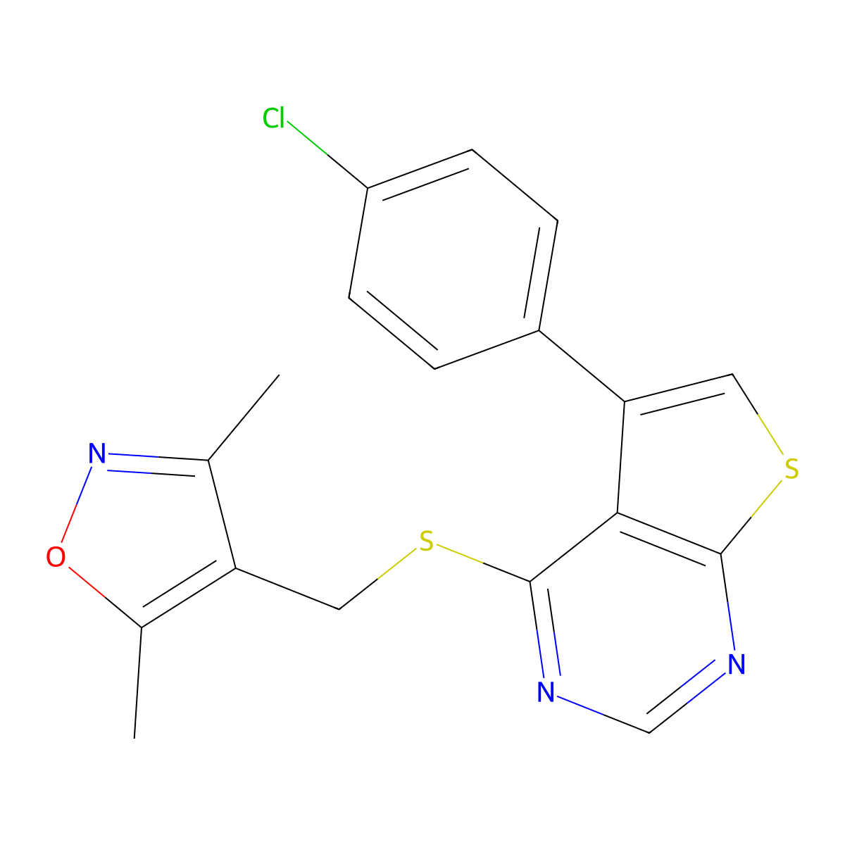 4-({[5-(4-Chlorophenyl)thieno[2,3-d]pyrimidin-4-yl]sulfanyl}methyl)-3,5-dimethyl-1,2-oxazole molecular structure, CAS 315684-23-2