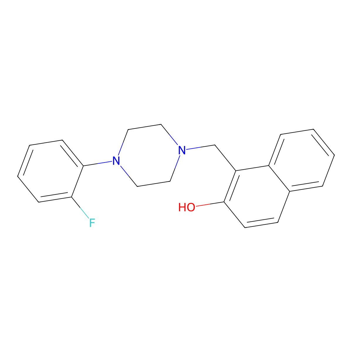 1-{[4-(2-Fluorophenyl)piperazin-1-yl]methyl}naphthalen-2-ol molecular structure, CAS 315684-29-8