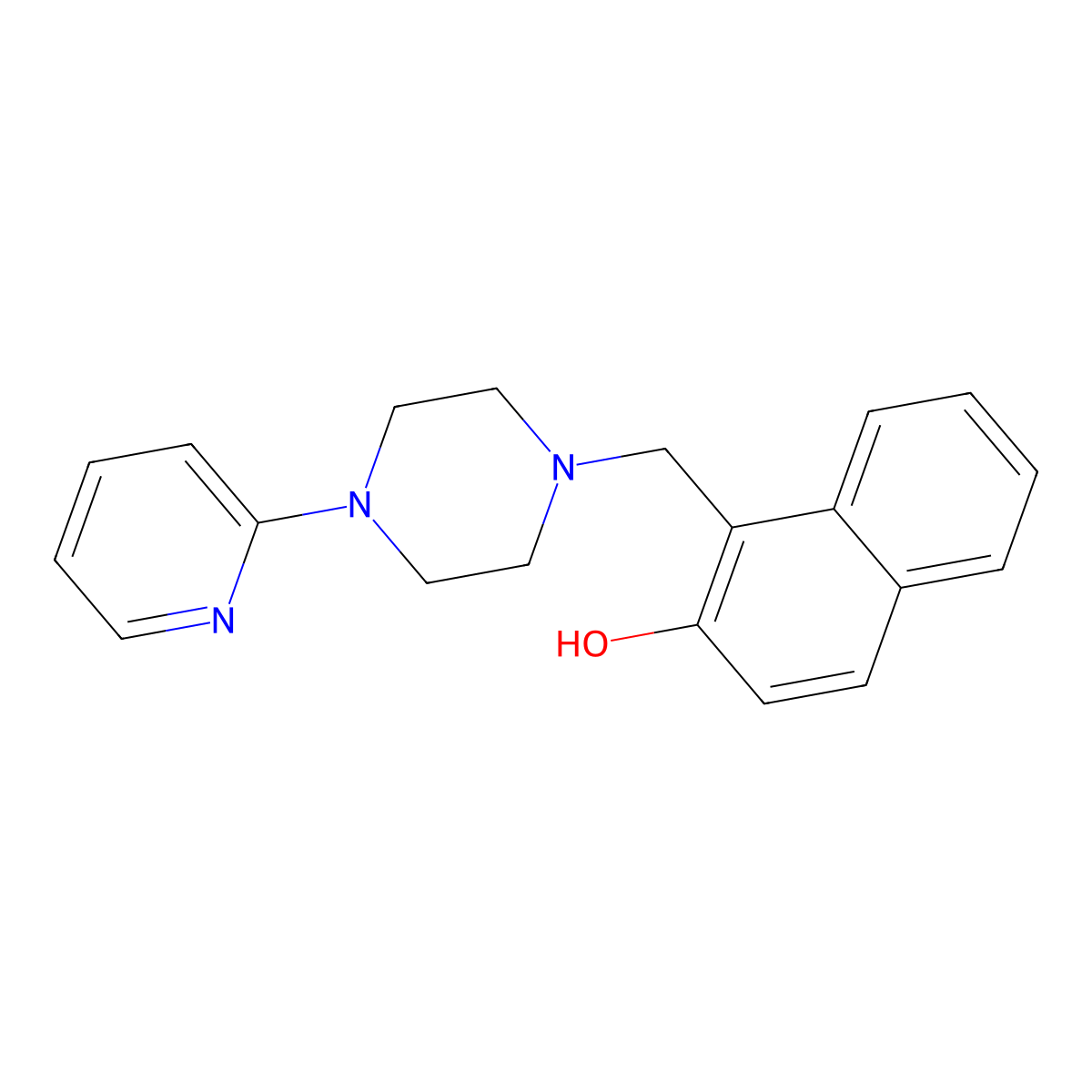 1-{[4-(Pyridin-2-yl)piperazin-1-yl]methyl}naphthalen-2-ol molecular structure, CAS 315684-31-2