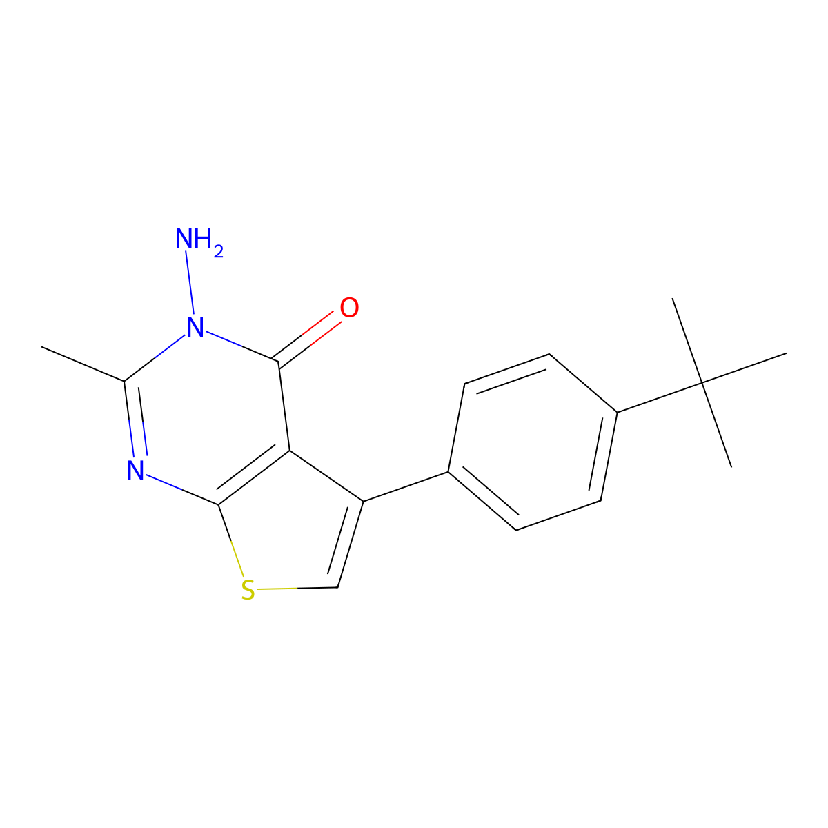 3-amino-5-(4-tert-butylphenyl)-2-methylthieno[2,3-d]pyrimidin-4(3H)-one molecular structure, CAS 315684-46-9