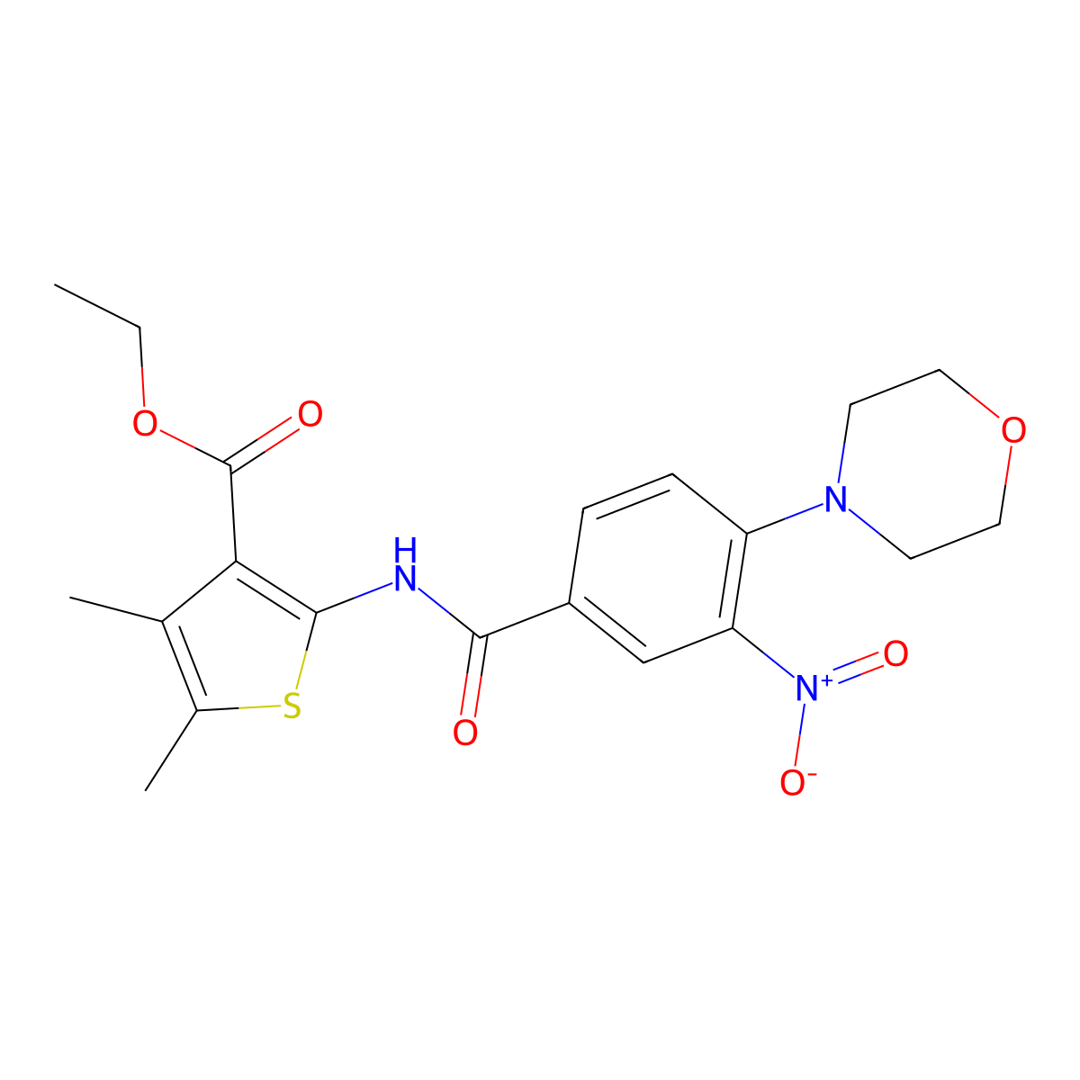 Ethyl 2-{[3-nitro-4-(4-morpholinyl)benzoyl]amino}-4,5-dimethyl-3-thiophenecarboxylate molecular structure, CAS 315684-61-8