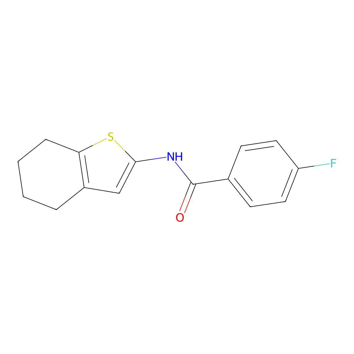 4-fluoro-N-(4,5,6,7-tetrahydro-1-benzothiophen-2-yl)benzamide molecular structure, CAS 315684-62-9