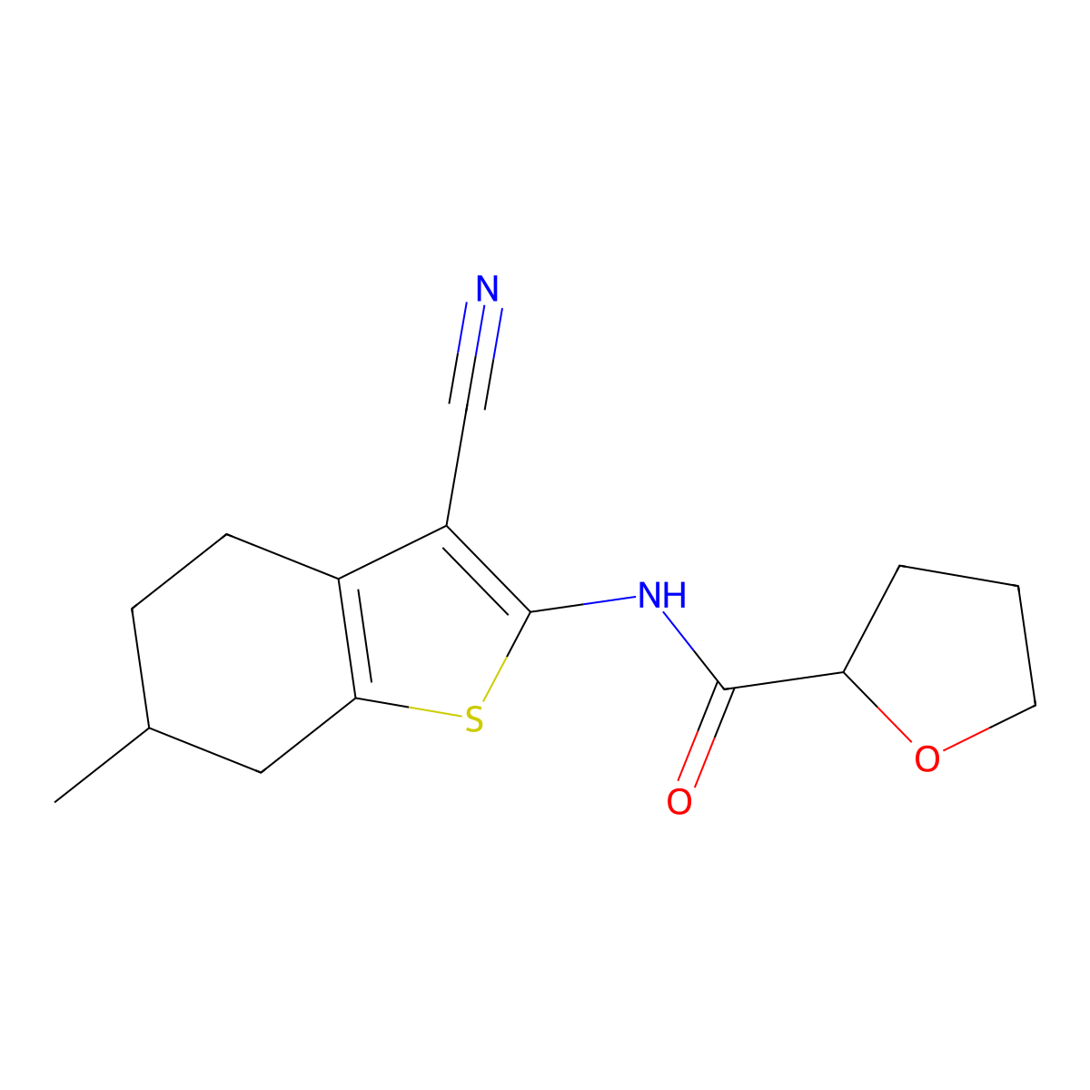 N-(3-cyano-6-methyl-4,5,6,7-tetrahydro-1-benzothiophen-2-yl)oxolane-2-carboxamide molecular structure, CAS 315684-71-0