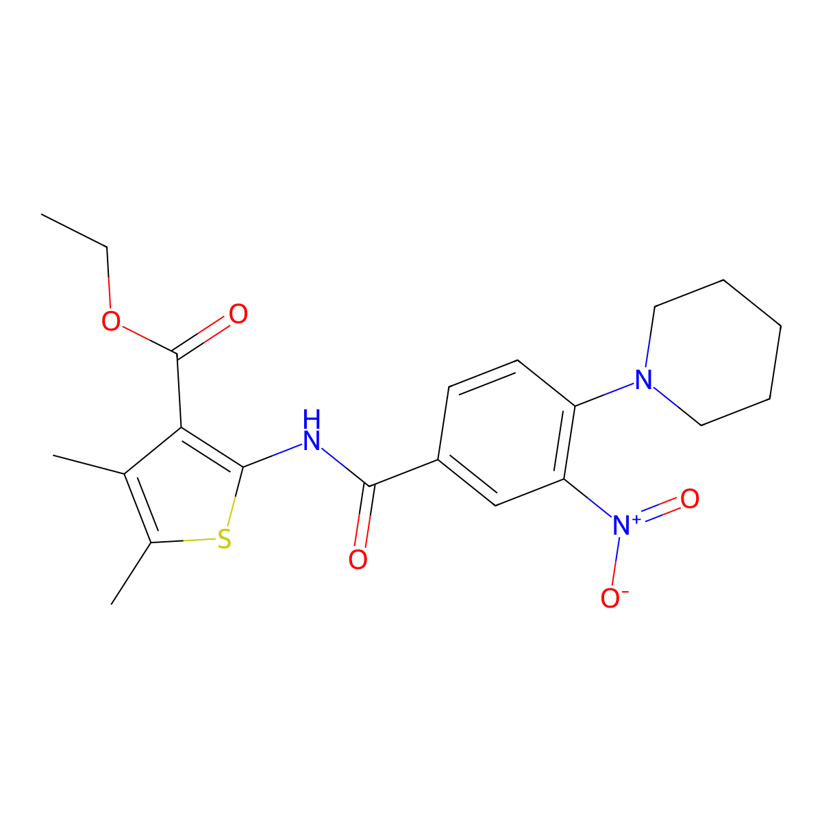 Ethyl 4,5-dimethyl-2-[(3-nitro-4-piperidin-1-ylbenzoyl)amino]thiophene-3-carboxylate molecular structure, CAS 315684-76-5