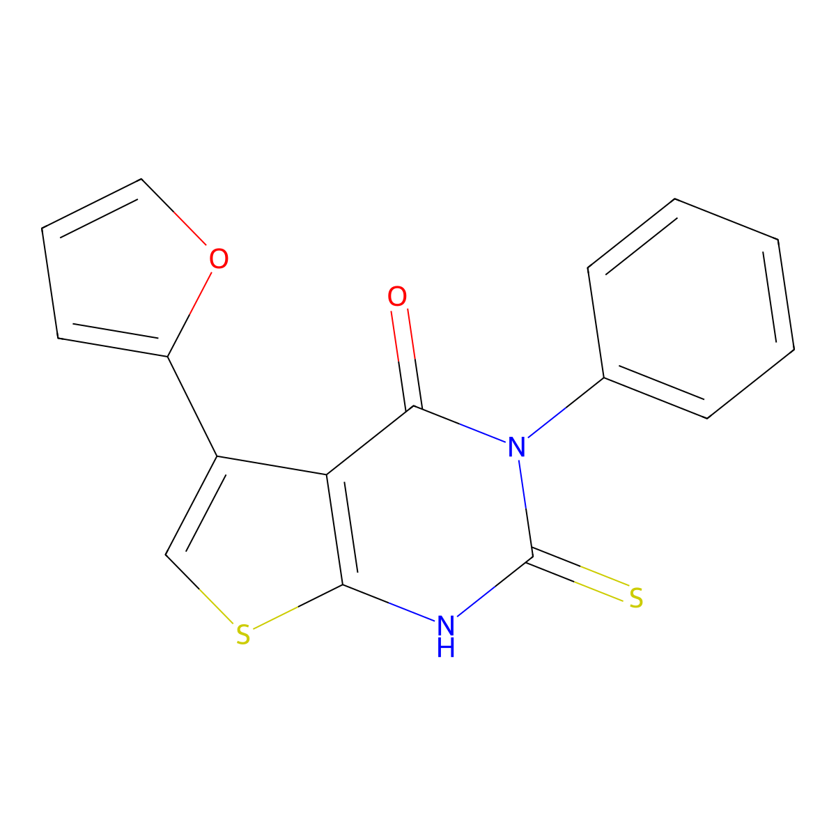 5-(furan-2-yl)-3-phenyl-2-sulfanyl-3H,4H-thieno[2,3-d]pyrimidin-4-one molecular structure, CAS 315684-77-6