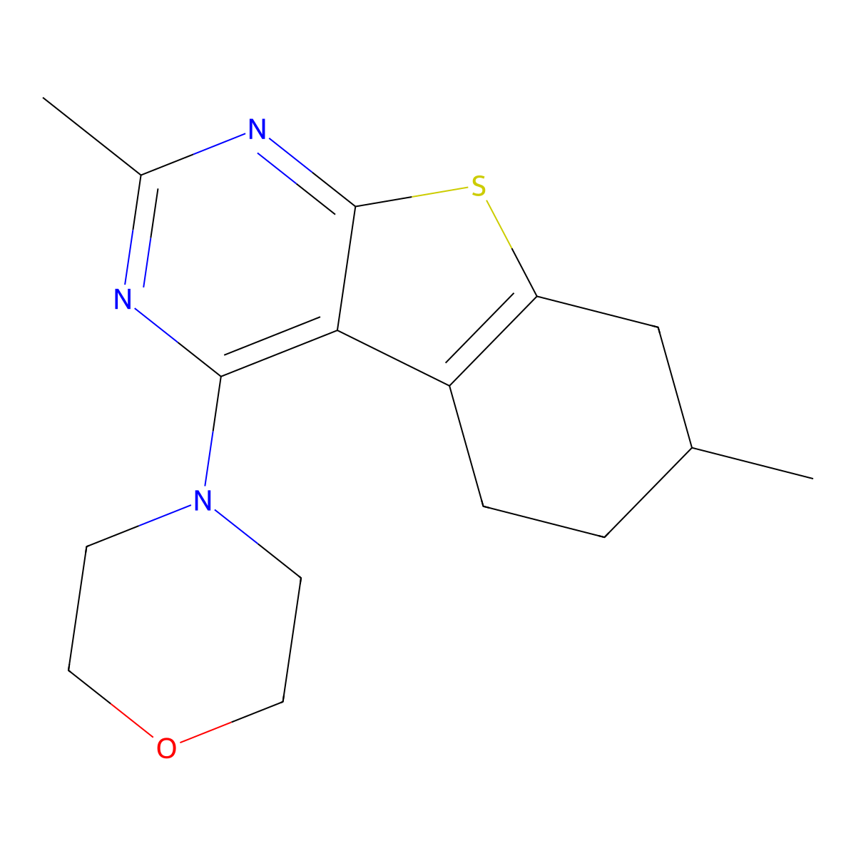 2,7-Dimethyl-4-(morpholin-4-yl)-5,6,7,8-tetrahydro[1]benzothieno[2,3-d]pyrimidine molecular structure, CAS 315684-89-0