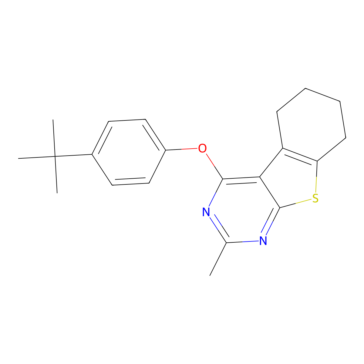 4-(4-Tert-butylphenoxy)-2-methyl-5,6,7,8-tetrahydro[1]benzothieno[2,3-d]pyrimidine molecular structure, CAS 315684-91-4