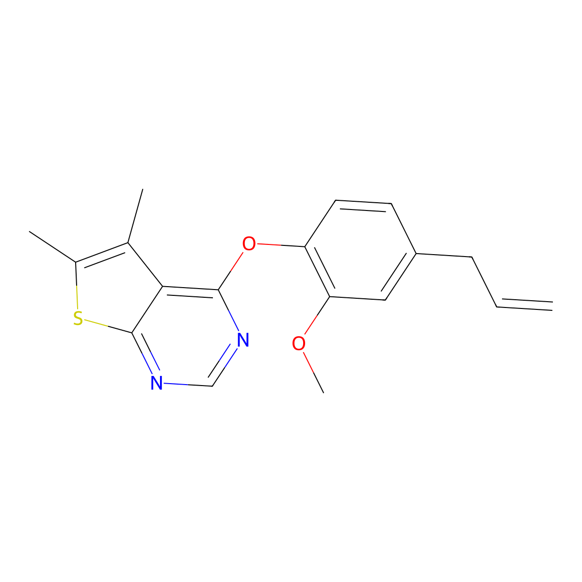 4-(2-Methoxy-4-(2-propen-1-yl)phenoxy)-5,6-dimethylthieno(2,3-d)pyrimidine molecular structure, CAS 315685-02-0