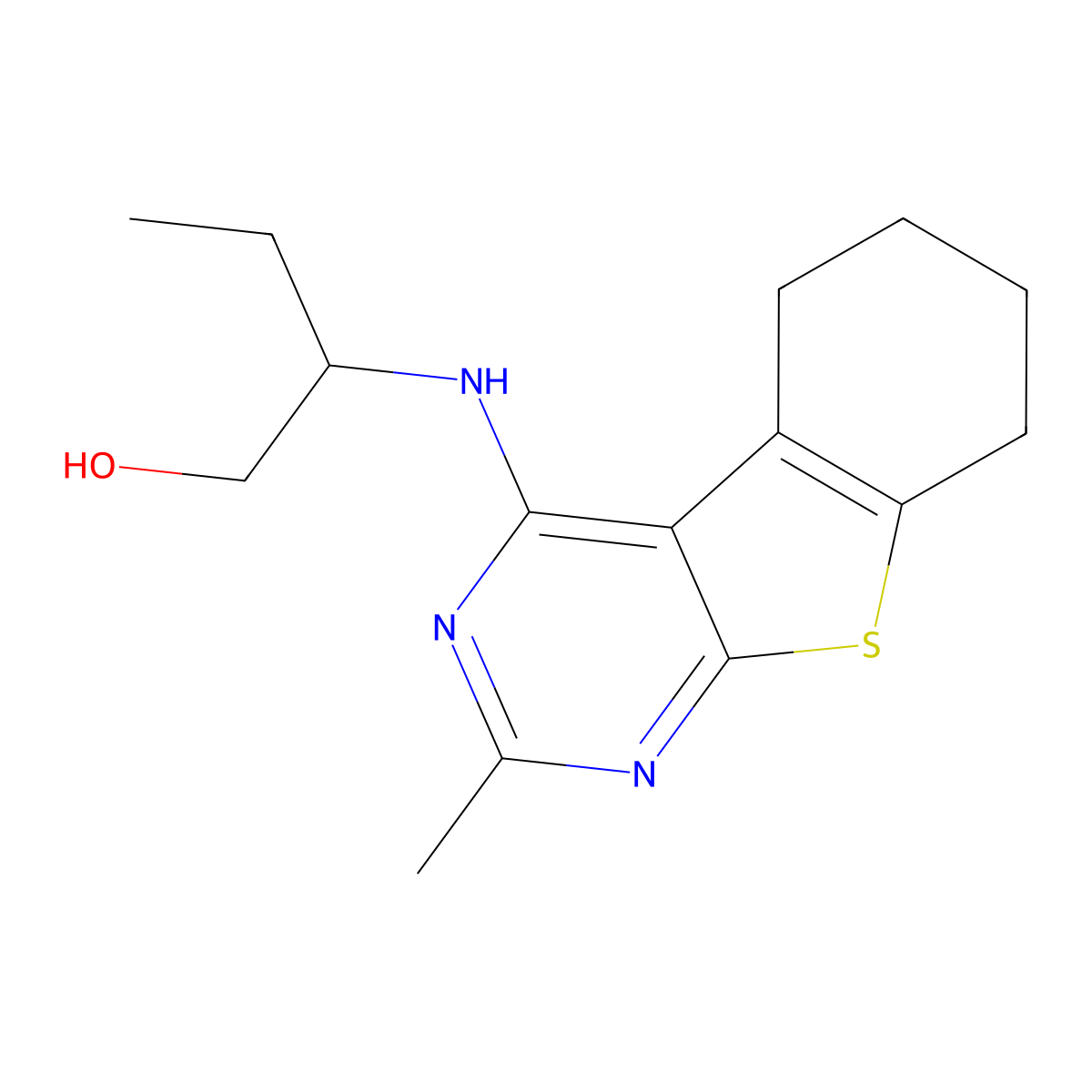 2-[(2-Methyl-5,6,7,8-tetrahydro[1]benzothieno[2,3-d]pyrimidin-4-yl)amino]butan-1-ol molecular structure, CAS 315685-05-3