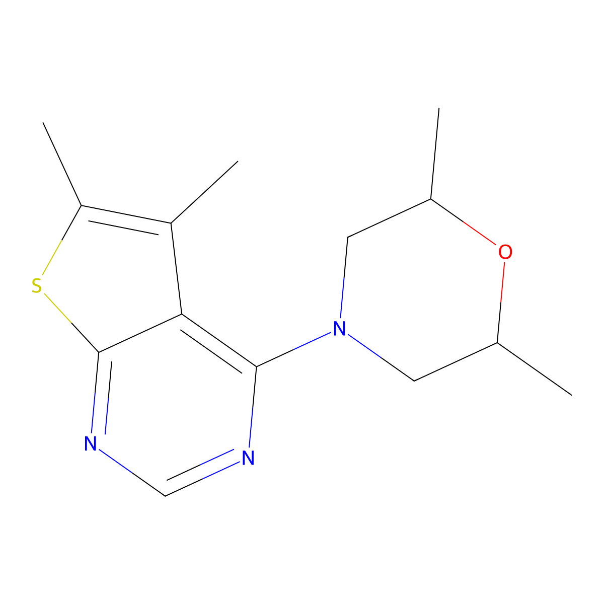 4-(5,6-Dimethylthieno[2,3-d]pyrimidin-4-yl)-2,6-dimethylmorpholine molecular structure, CAS 315685-15-5