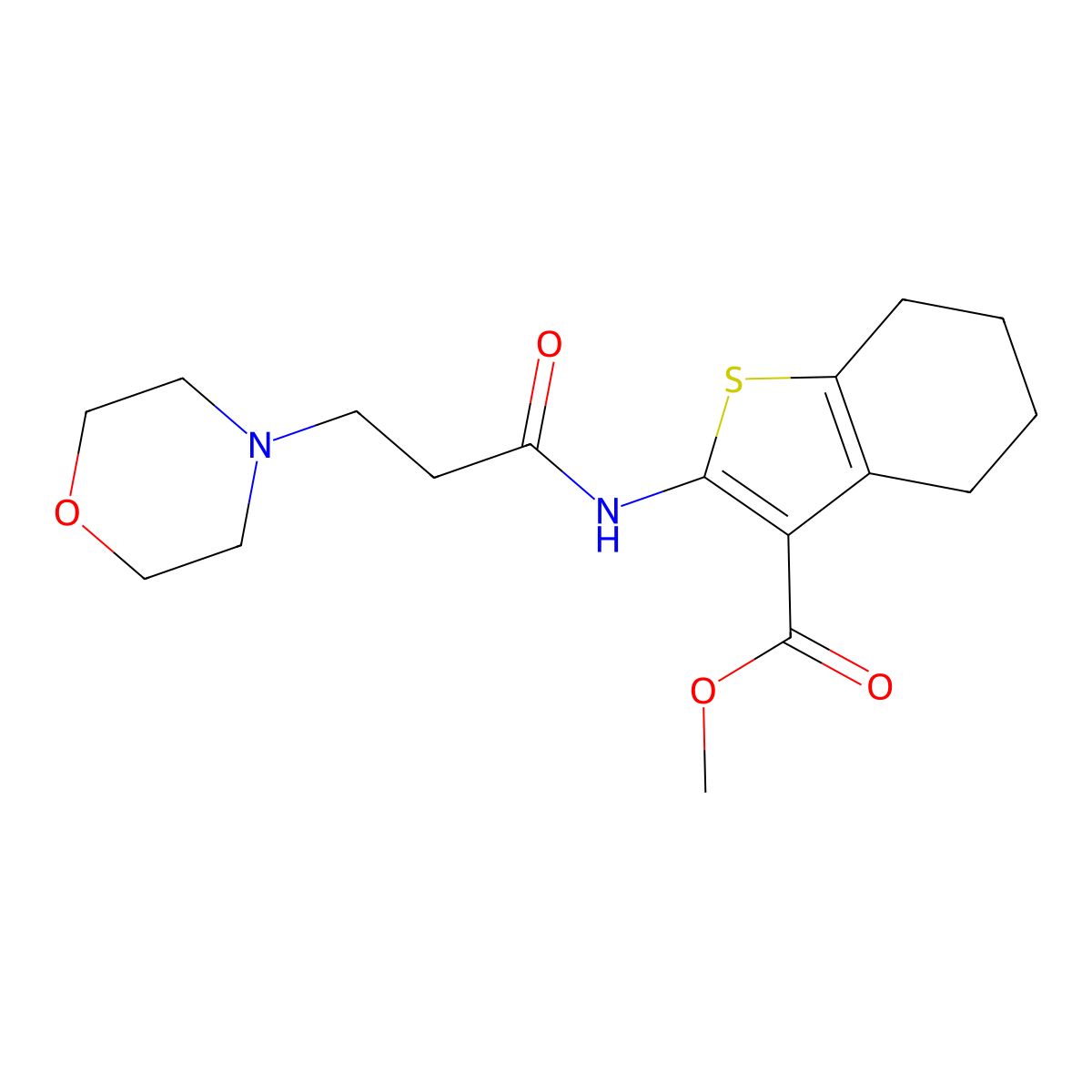 Methyl 2-(3-morpholinopropanamido)-4,5,6,7-tetrahydrobenzo[b]thiophene-3-carboxylate molecular structure, CAS 315685-17-7
