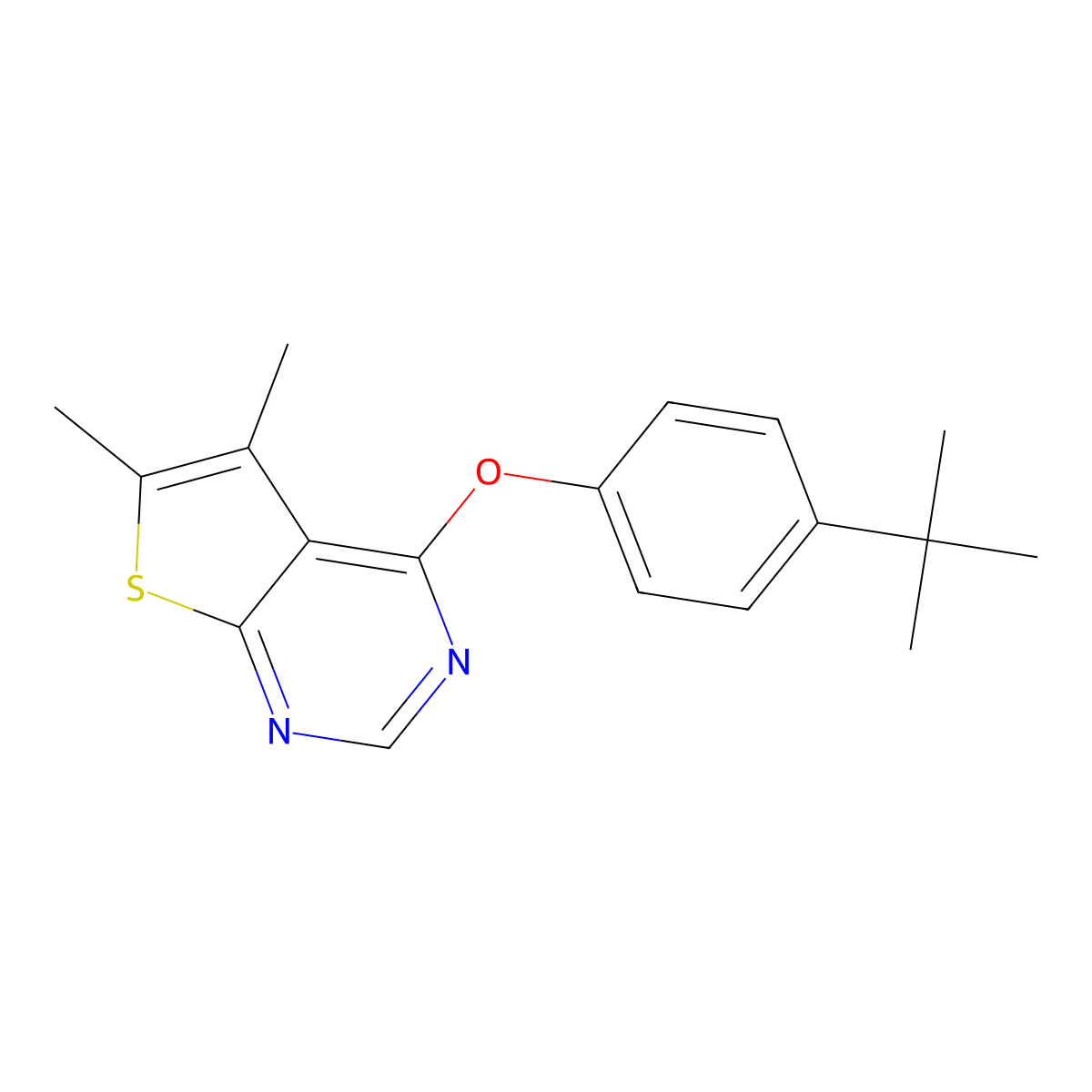 4-(4-Tert-butylphenoxy)-5,6-dimethylthieno[2,3-d]pyrimidine molecular structure, CAS 315685-22-4