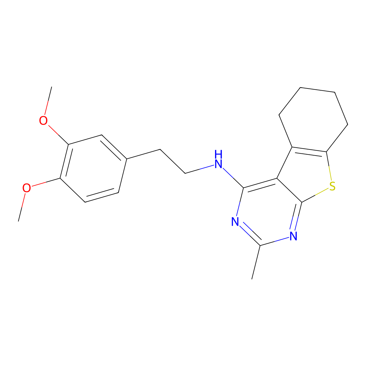 N-[2-(3,4-dimethoxyphenyl)ethyl]-2-methyl-5,6,7,8-tetrahydro-[1]benzothiolo[2,3-d]pyrimidin-4-amine molecular structure, CAS 315685-41-7