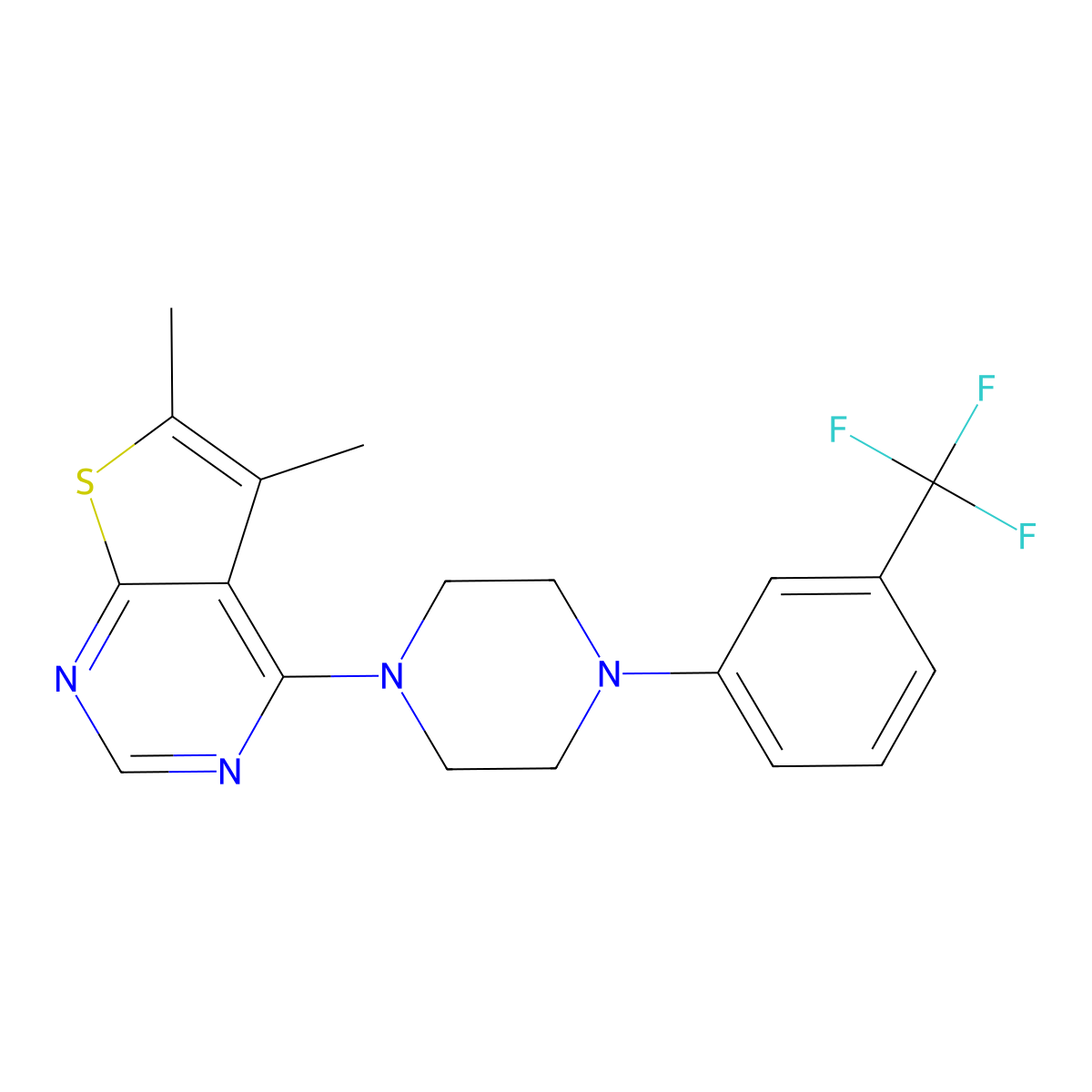 5,6-Dimethyl-4-[4-[3-(trifluoromethyl)phenyl]piperazin-1-yl]thieno[2,3-d]pyrimidine molecular structure, CAS 315685-42-8