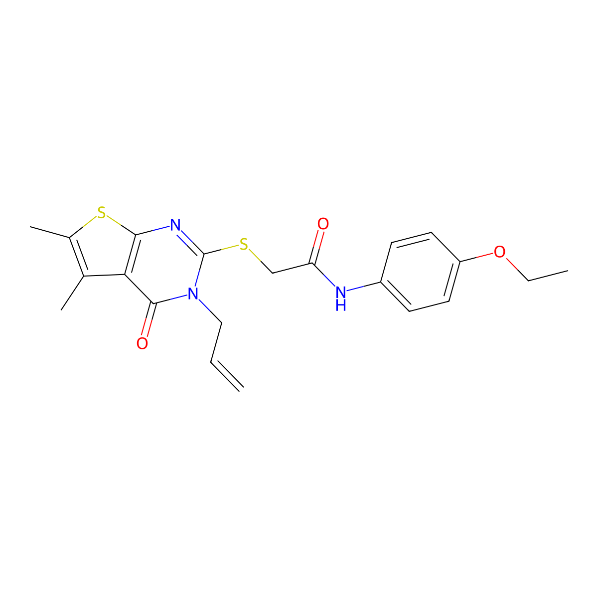 2-[(3-allyl-5,6-dimethyl-4-oxo-3,4-dihydrothieno[2,3-d]pyrimidin-2-yl)thio]-N-(4-ethoxyphenyl)acetamide molecular structure, CAS 315685-48-4