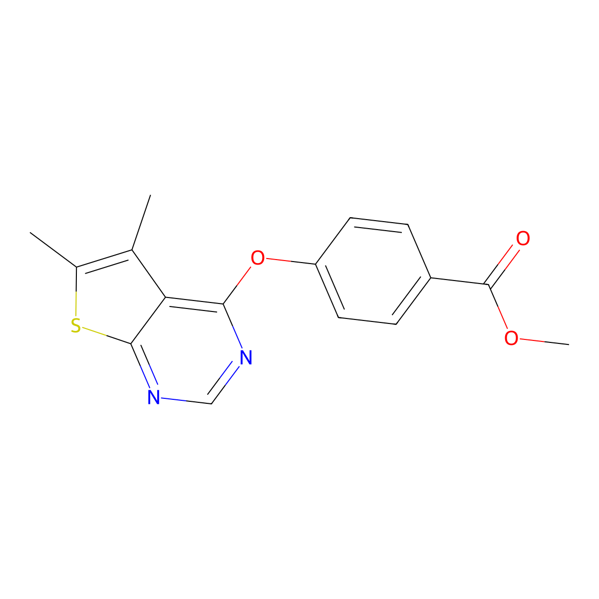Methyl 4-[(5,6-dimethylthieno[2,3-d]pyrimidin-4-yl)oxy]benzoate molecular structure, CAS 315685-59-7