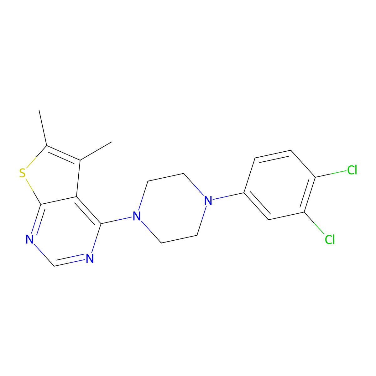4-[4-(3,4-Dichlorophenyl)piperazin-1-yl]-5,6-dimethylthieno[2,3-d]pyrimidine molecular structure, CAS 315685-75-7