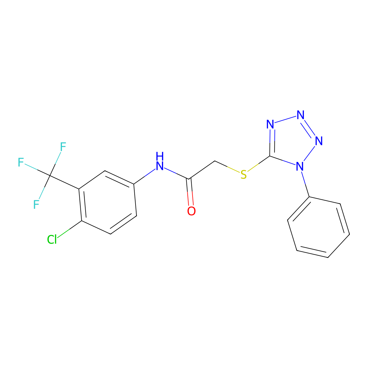 N-[4-chloro-3-(trifluoromethyl)phenyl]-2-(1-phenyltetrazol-5-yl)sulfanylacetamide molecular structure, CAS 315685-92-8