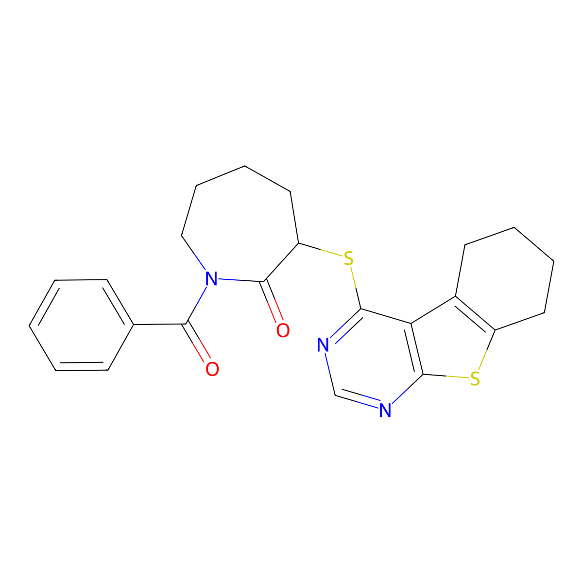 1-Benzoyl-3-(5,6,7,8-tetrahydro-[1]benzothiolo[2,3-d]pyrimidin-4-ylsulfanyl)azepan-2-one molecular structure, CAS 315691-79-3