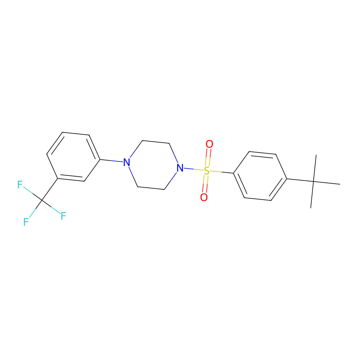 1-((4-(Tert-butyl)phenyl)sulfonyl)-4-(3-(trifluoromethyl)phenyl)piperazine molecular structure, CAS 315692-42-3