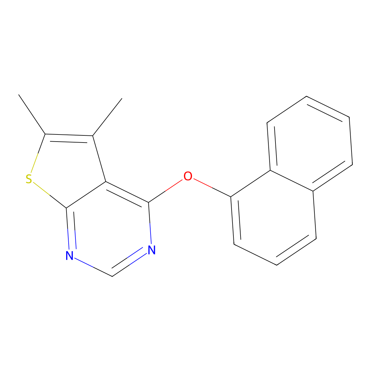 5,6-Dimethyl-4-(naphthalen-1-yloxy)thieno[2,3-d]pyrimidine molecular structure, CAS 315692-47-8
