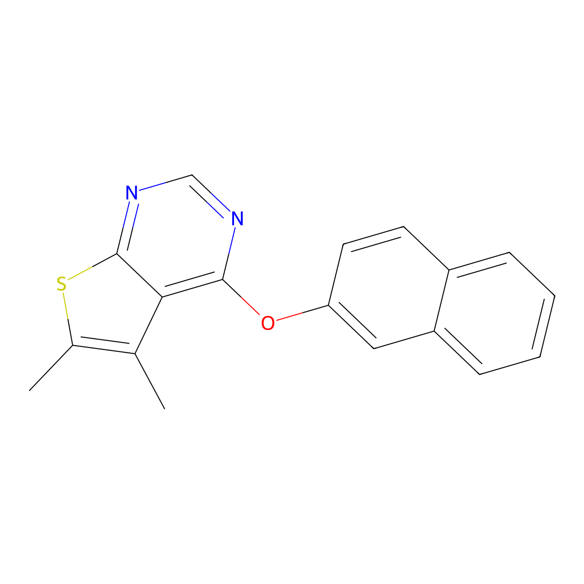 5,6-Dimethyl-4-(naphthalen-2-yloxy)thieno[2,3-d]pyrimidine molecular structure, CAS 315692-48-9