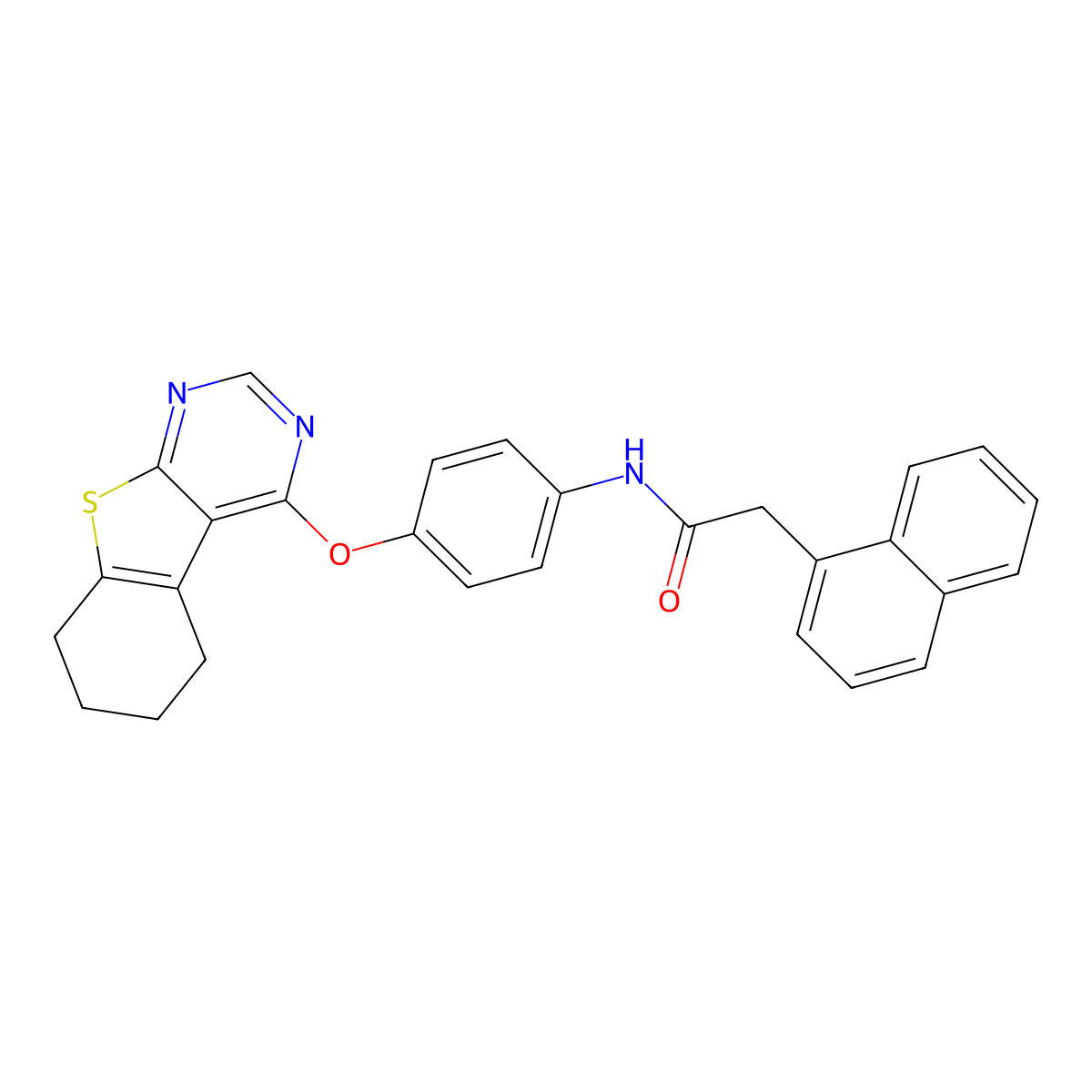 2-(1-naphthyl)-N-[4-(5,6,7,8-tetrahydro[1]benzothieno[2,3-d]pyrimidin-4-yloxy)phenyl]acetamide molecular structure, CAS 315692-52-5
