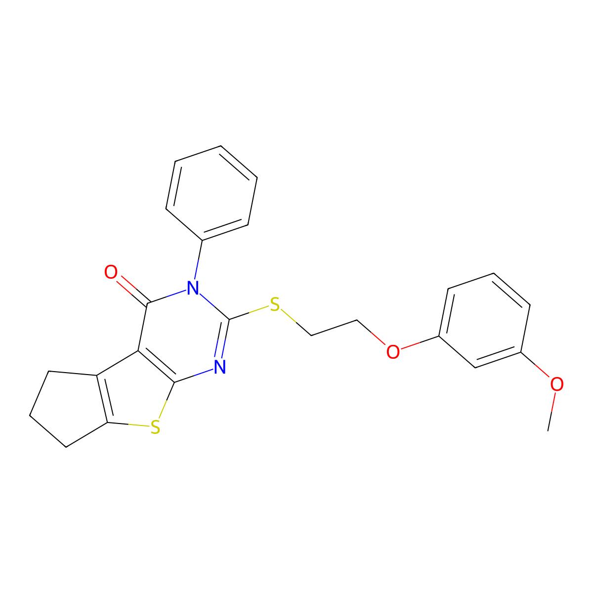 3-[2-(3-methoxyphenoxy)ethylsulfanyl]-2-phenyl-7,8-dihydro-6H-cyclopenta[2,3]thieno[2,4-b]pyrimidin-1-one molecular structure, CAS 315692-70-7