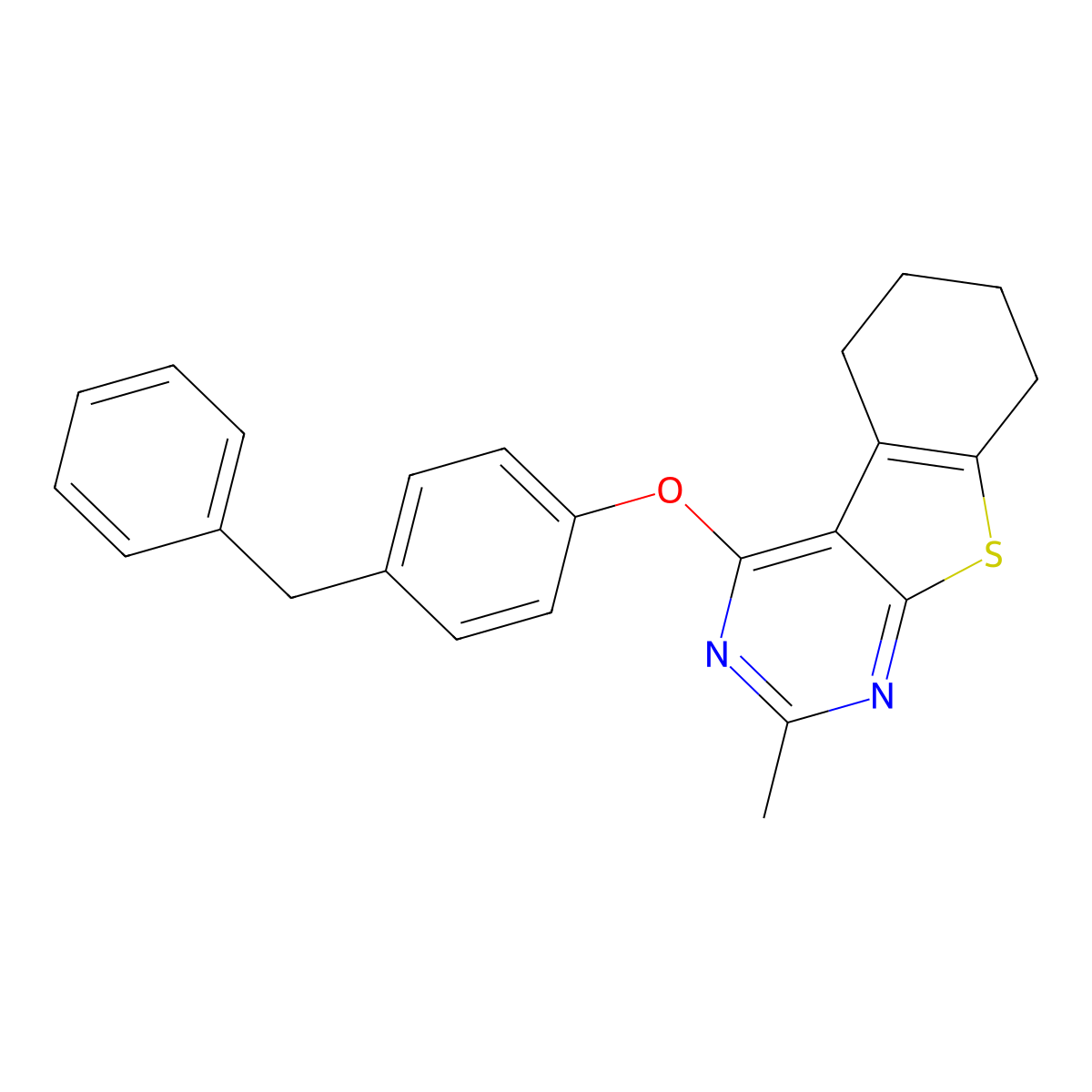 4-(4-Benzylphenoxy)-2-methyl-5,6,7,8-tetrahydro[1]benzothieno[2,3-d]pyrimidine molecular structure, CAS 315692-77-4