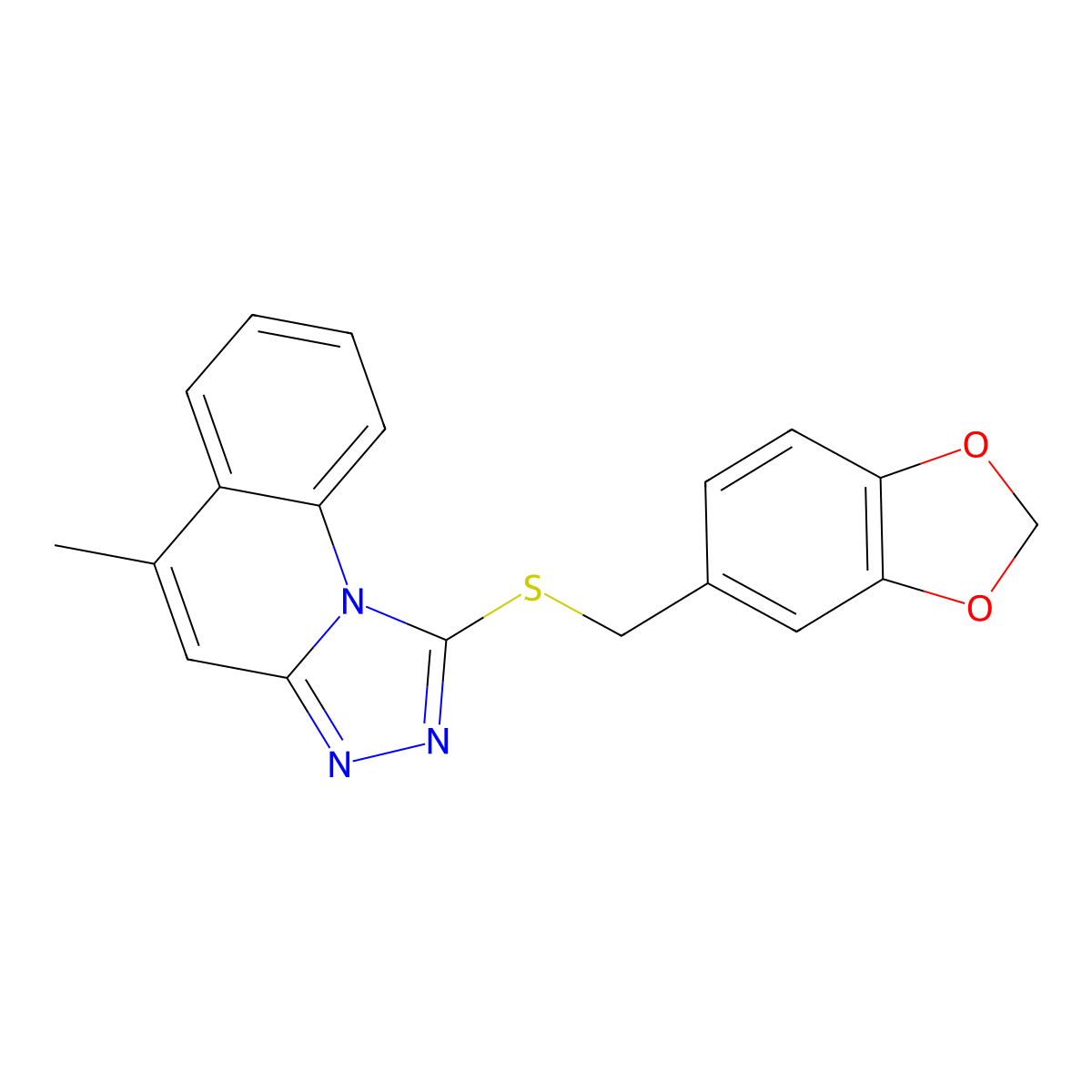 1-((Benzo[d][1,3]dioxol-5-ylmethyl)thio)-5-methyl-[1,2,4]triazolo[4,3-a]quinoline molecular structure, CAS 315692-90-1