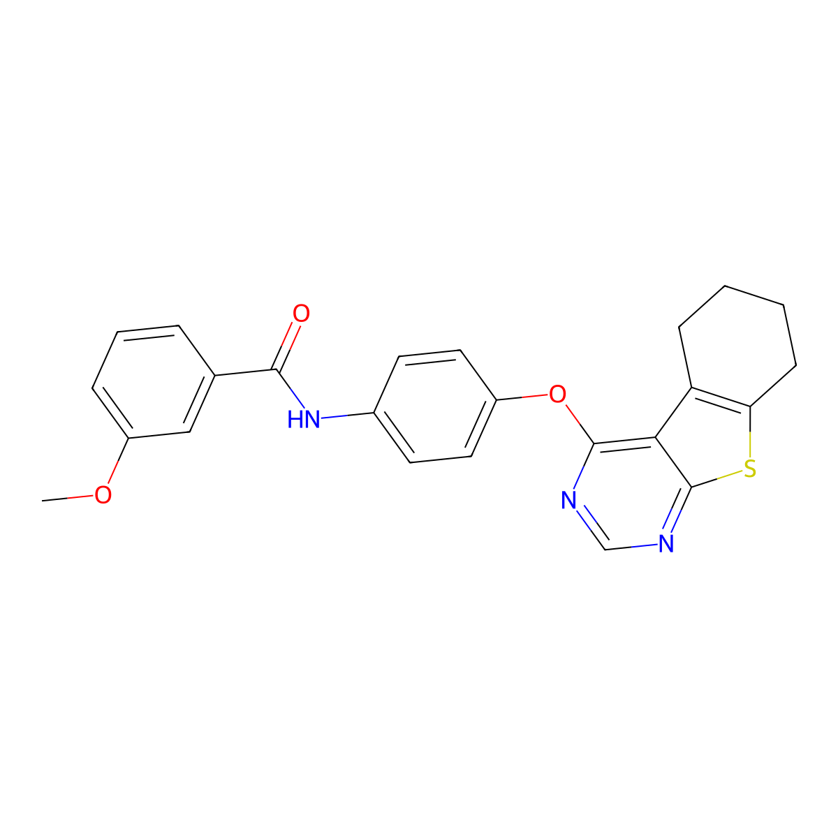 3-methoxy-N-[4-(5,6,7,8-tetrahydro-[1]benzothiolo[2,3-d]pyrimidin-4-yloxy)phenyl]benzamide molecular structure, CAS 315693-39-1