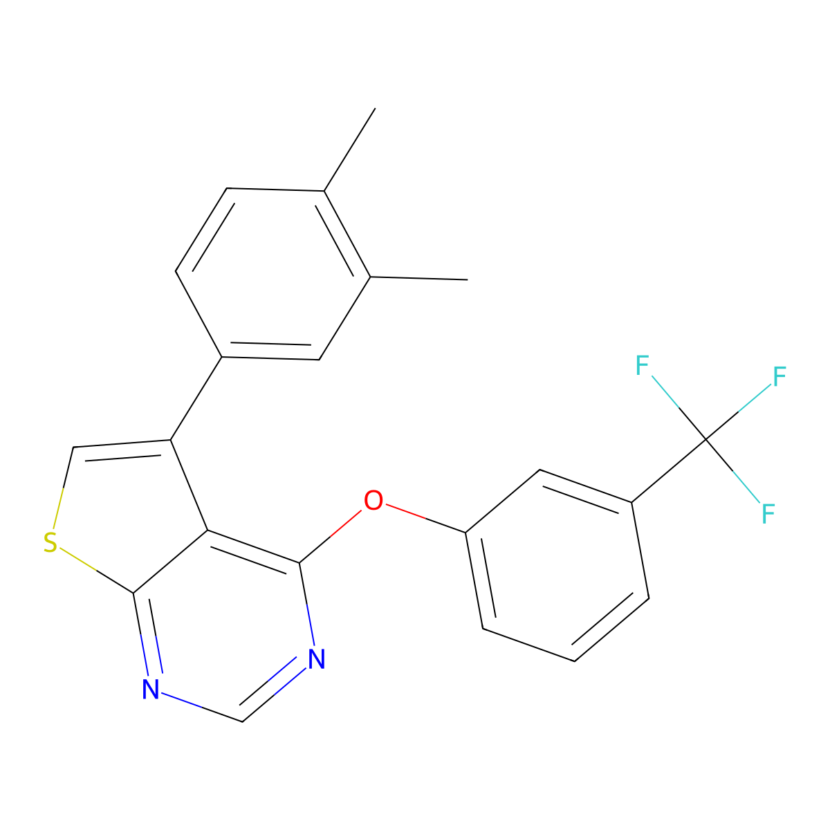 5-(3,4-Dimethylphenyl)-4-[3-(trifluoromethyl)phenoxy]thieno[2,3-d]pyrimidine molecular structure, CAS 315693-42-6