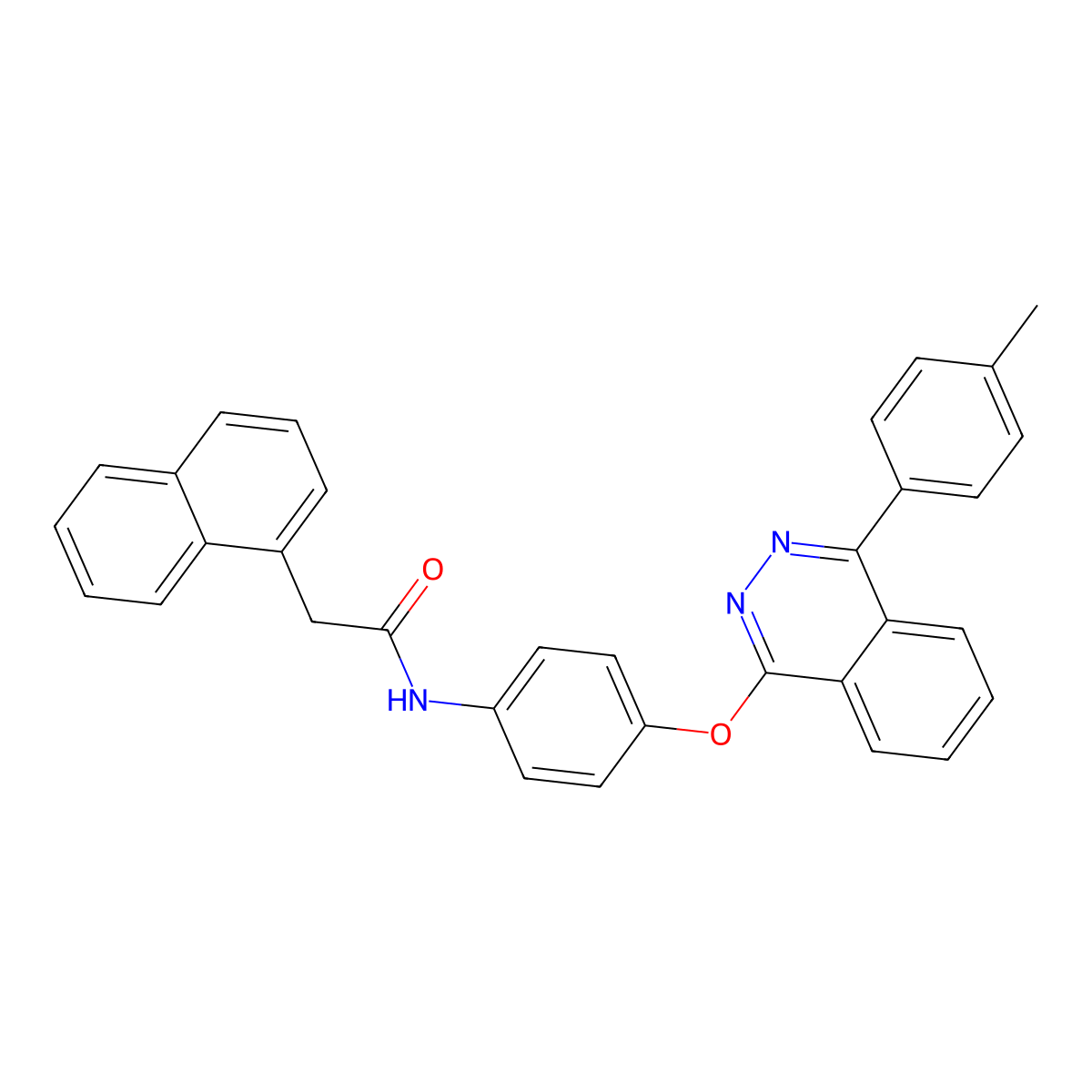 2-(naphthalen-1-yl)-N-(4-((4-(p-tolyl)phthalazin-1-yl)oxy)phenyl)acetamide molecular structure, CAS 315693-65-3