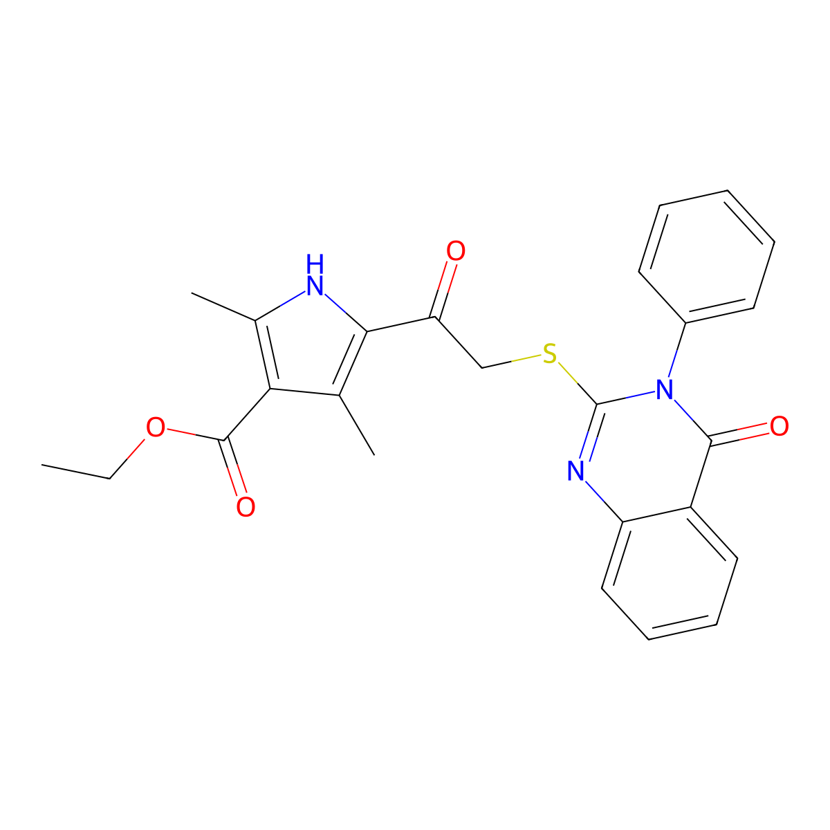 ethyl 2,4-dimethyl-5-[2-(4-oxo-3-phenylquinazolin-2-yl)sulfanylacetyl]-1H-pyrrole-3-carboxylate molecular structure, CAS 315693-73-3