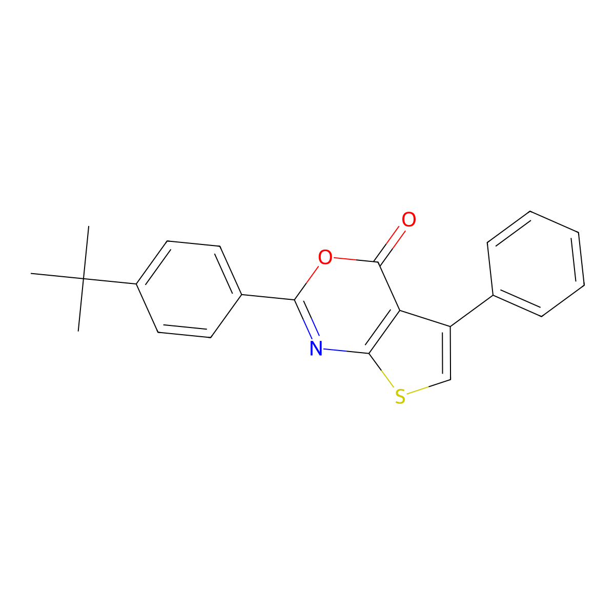 2-(4-tert-butylphenyl)-5-phenyl-4H-thieno[2,3-d][1,3]oxazin-4-one molecular structure, CAS 315694-10-1