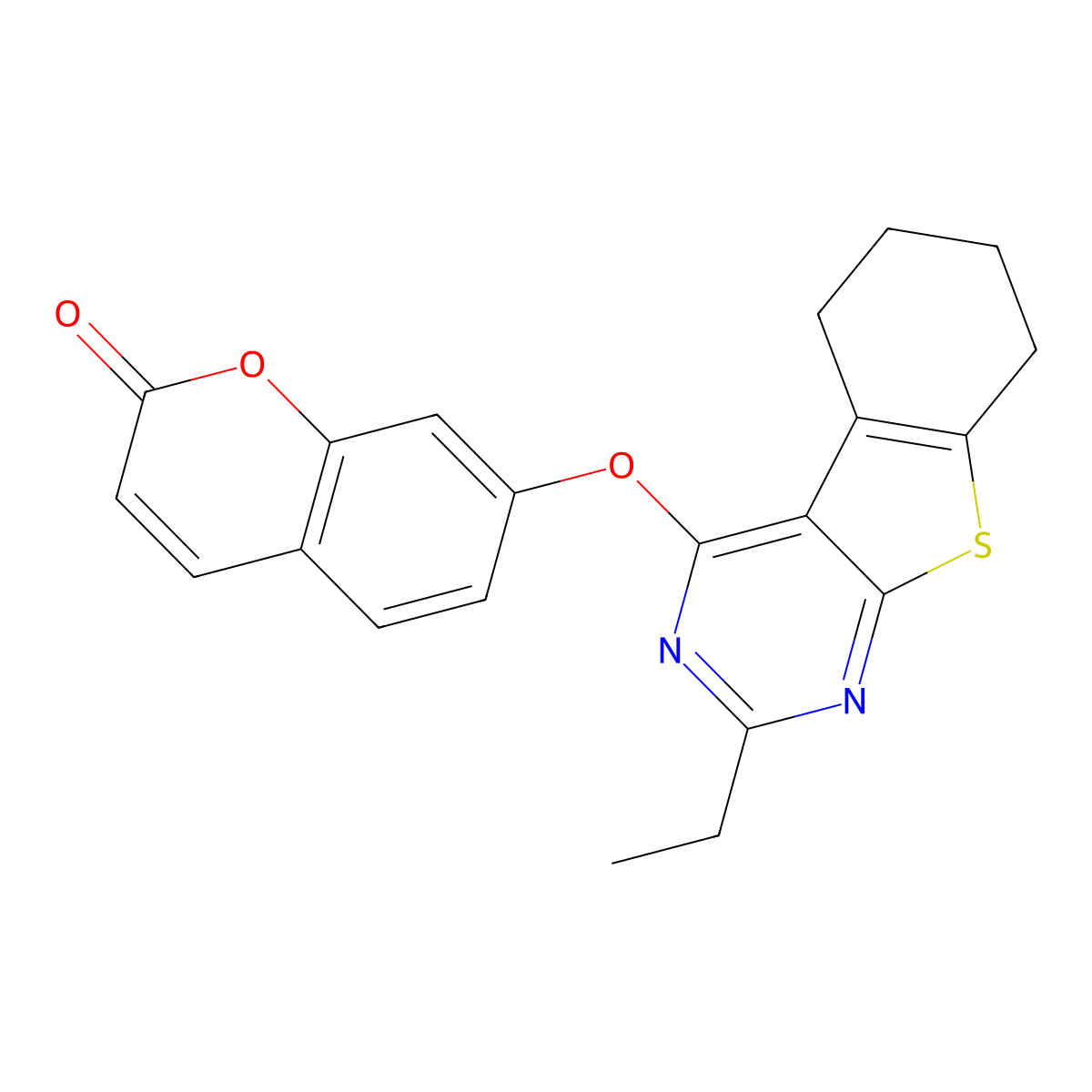 7-[(2-ethyl-5,6,7,8-tetrahydro[1]benzothieno[2,3-d]pyrimidin-4-yl)oxy]-2H-chromen-2-one molecular structure, CAS 315694-43-0