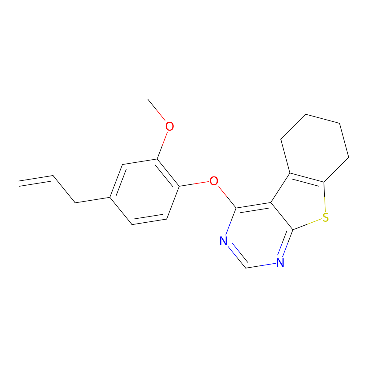 4-(2-Methoxy-4-prop-2-enylphenoxy)-5,6,7,8-tetrahydro-[1]benzothiolo[2,3-d]pyrimidine molecular structure, CAS 315694-57-6