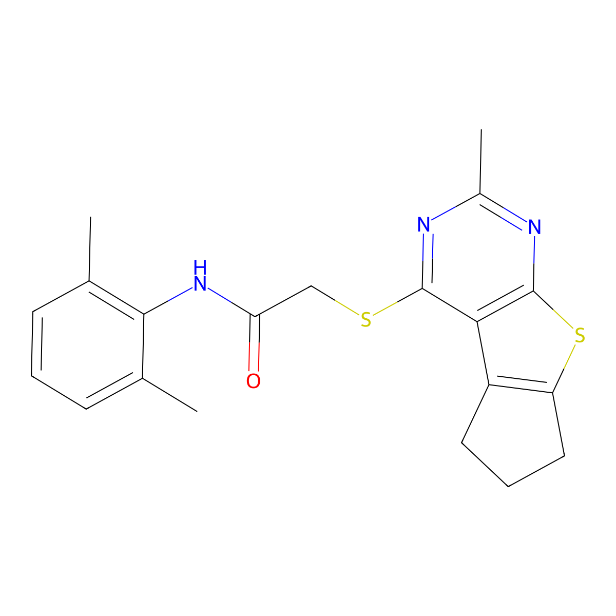 N-(2,6-dimethylphenyl)-2-({10-methyl-7-thia-9,11-diazatricyclo[6.4.0.0^{2,6}]dodeca-1(8),2(6),9,11-tetraen-12-yl}sulfanyl)acetamide molecular structure, CAS 315694-60-1