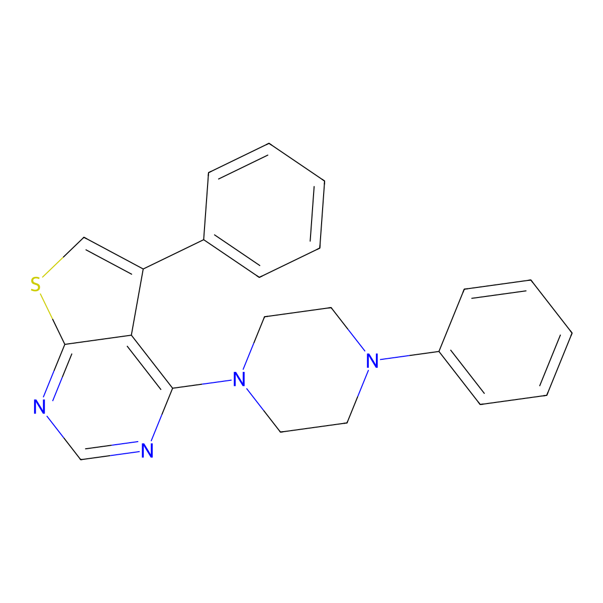 5-Phenyl-4-(4-phenyl-1-piperazinyl)thieno[2,3-d]pyrimidine molecular structure, CAS 315694-67-8